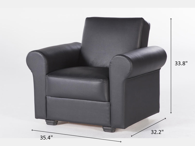 Floris 35.4" Wide Faux Leather Convertible Armchair