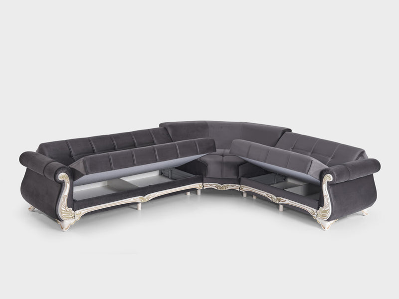 Karizma 131" / 108" Wide Rolled Arm Convertible Sectional
