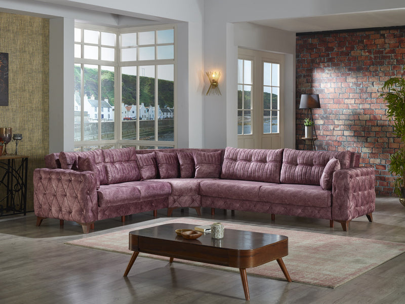 Lizbon 118" Wide Square Arm Convertible Sectional