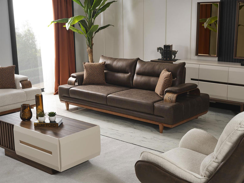 Monza Walnut Arm Extendable Sofa
