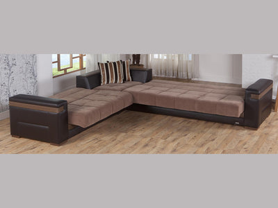 Moon 124" Wide Square Arm Convertible Sectional
