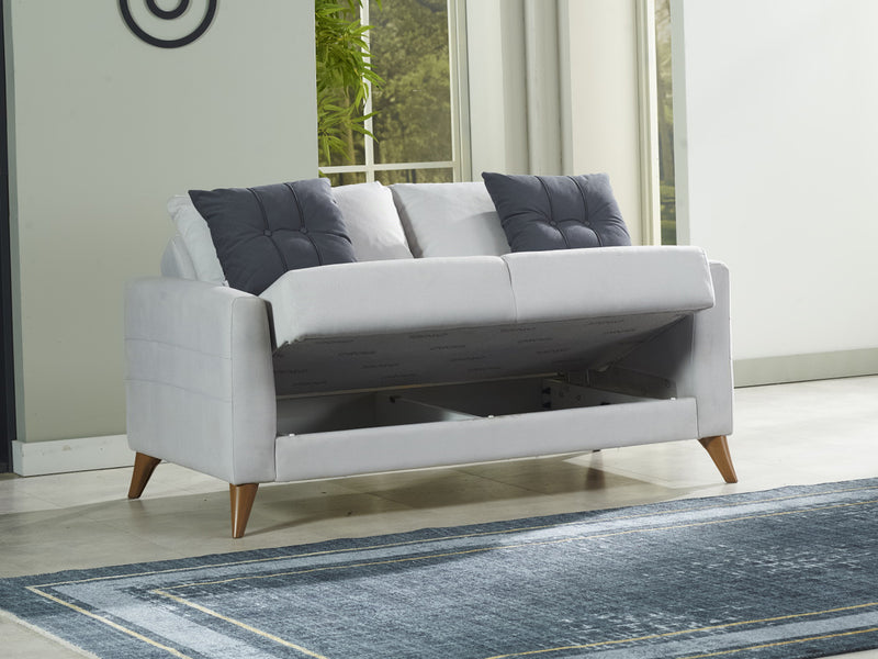 Nepal 62.2" Wide Square Arm Convertible Loveseat