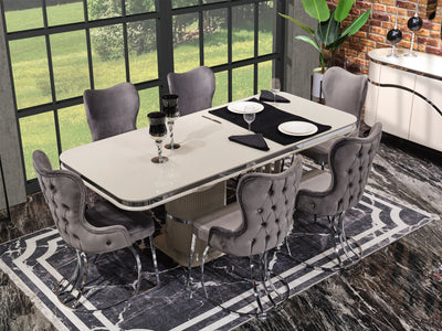 Pragka 79" Wide 6 Person Dining Table