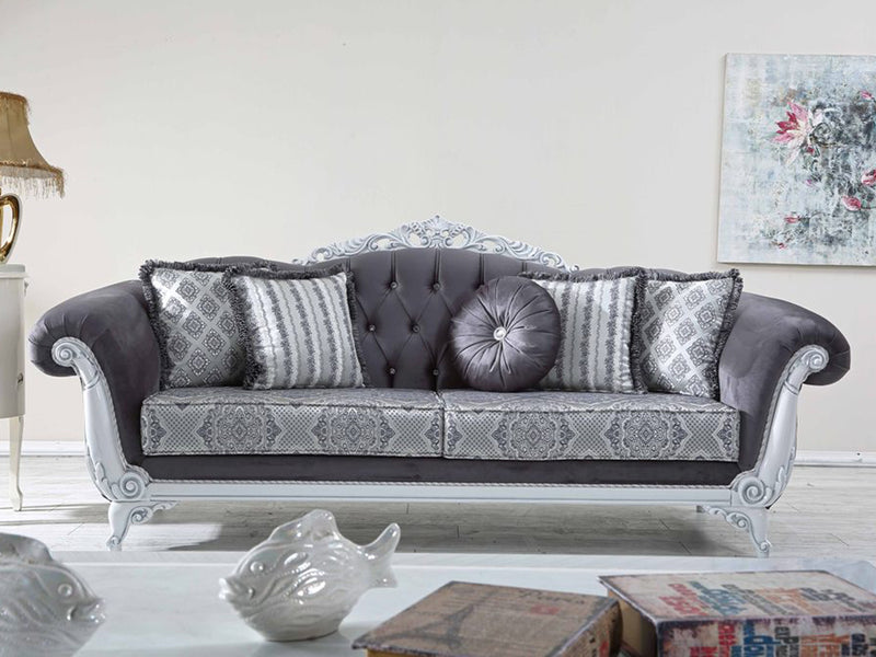 Prenses 98" Wide Tufted Traditional Sofa