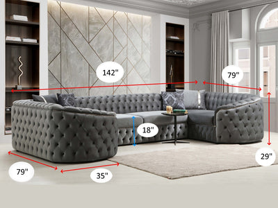 Ramses 142" Wide Tufted Sectional
