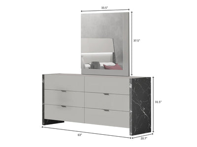 Stoneage 63" Wide 6 Drawer Dresser With Mirror